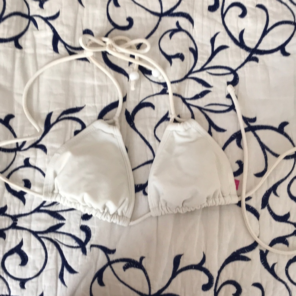 white bathing suit top